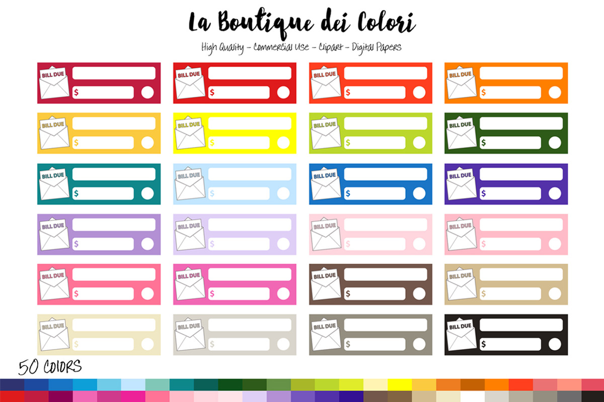 50 Rainbow Bill Tracker Clip Art, an Illustration by La Boutique dei Colori