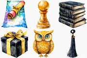 Black & Gold Graduation Day Clipart, an Illustration by Canvas Craft (Thumbnail 3 of 7)