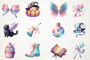 Pastel Witch Halloween Clipart, an Illustration by RobertsArt (Thumbnail 5 of 7)