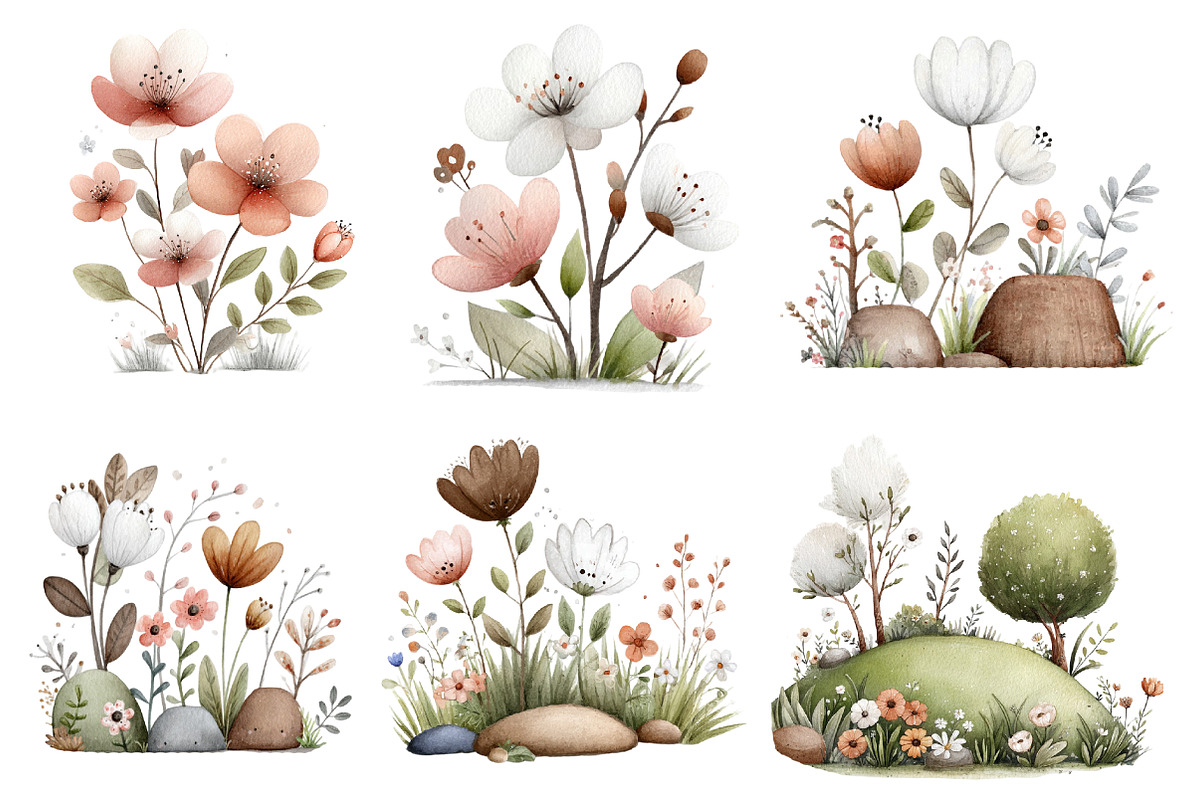 Watercolor Spring Scene Clipart, an Illustration by Designworld (Photo 6 of 6)