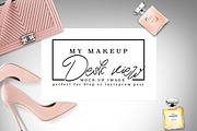 Luxury brand makeup desk post mockup containing chanel, stock photography, a Beauty & Fashion Photo by Whimsical Logoshop (Thumbnail 1 of 2)
