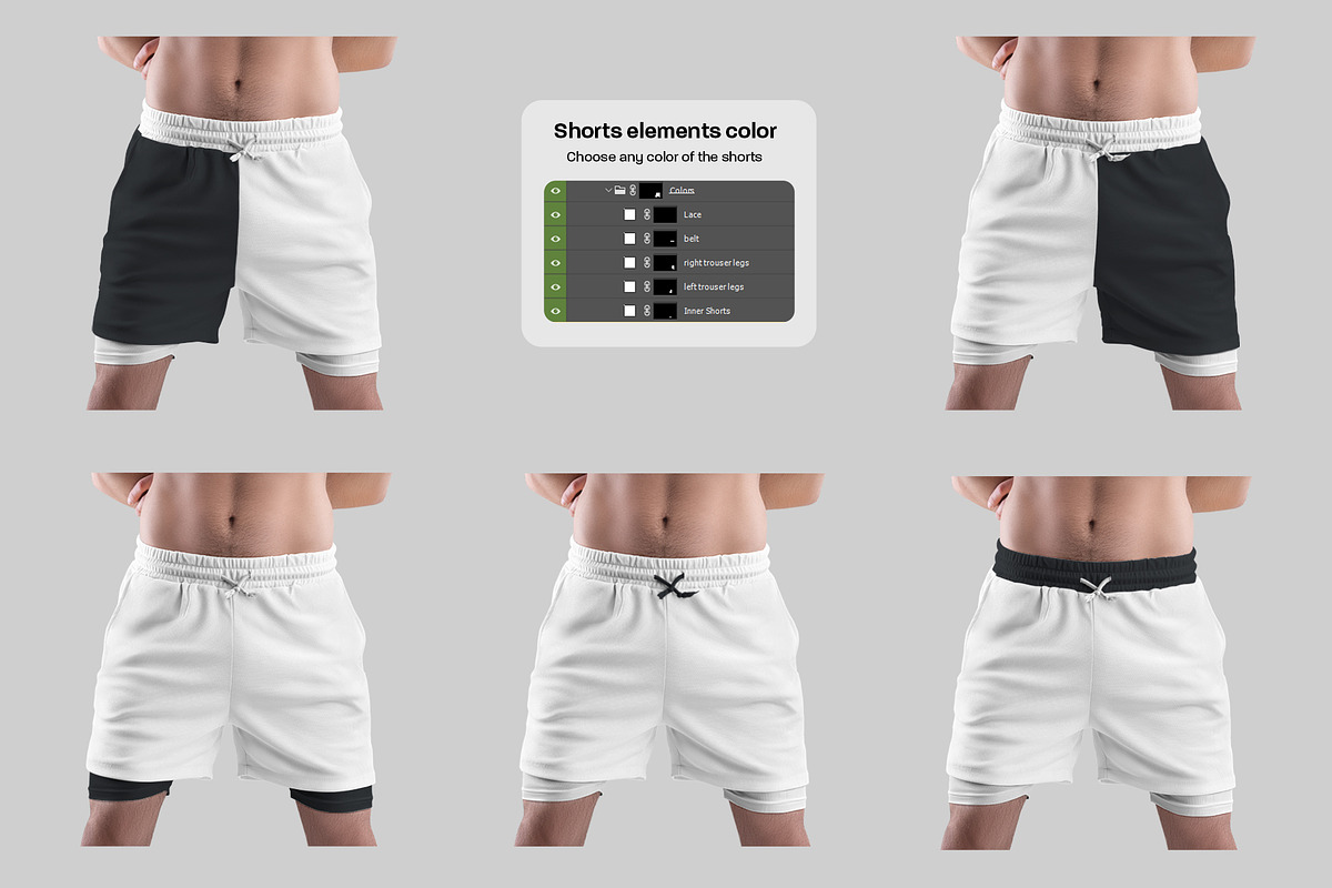 Mockups Shorts with Compression Line, a Bottom Mockup by Grow Design Craft Studio (Photo 3 of 9)