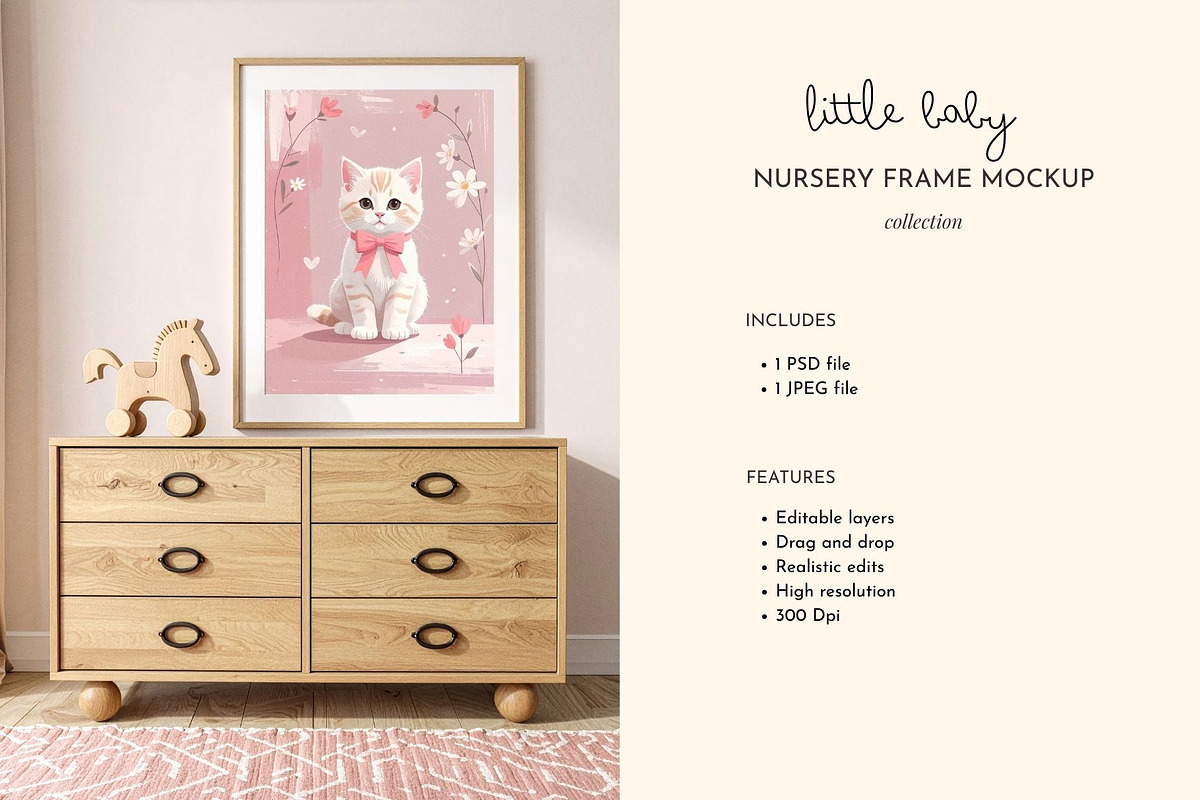 Baby Girl Nursery Frame Mockup, a Household Mockup by Coco & Cub Studio (Photo 6 of 6)