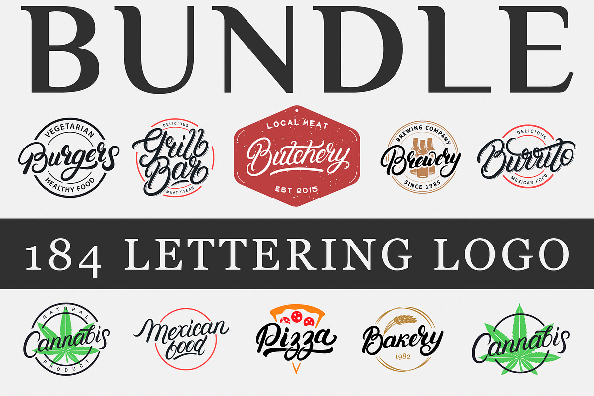 184 Lettering Logo Bundle, a Branding & Logo Template by Letters-Shmetters (Photo 1 of 22)
