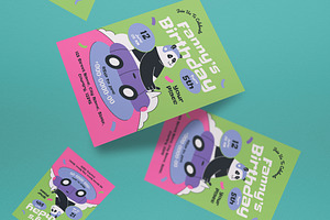 Flat Design Kids Birthday Invitation