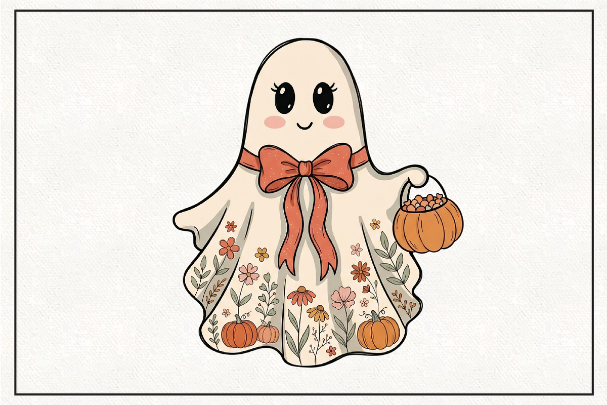 Cute Halloween Ghost PNG, a Work Illustration by CraftArtStudio (Photo 1 of 4)