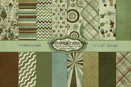 Guy Time Green Tones Paper Pack- 16