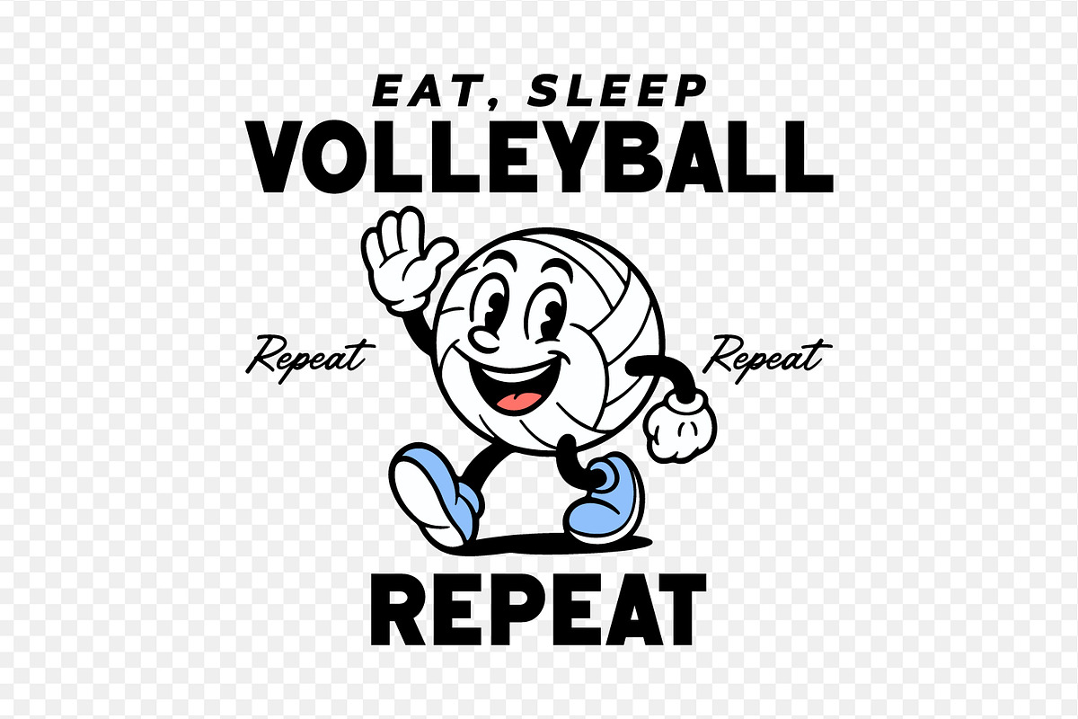 Funny Volleyball Retro Character, a Sport Illustration by shaondesigns (Photo 2 of 6)