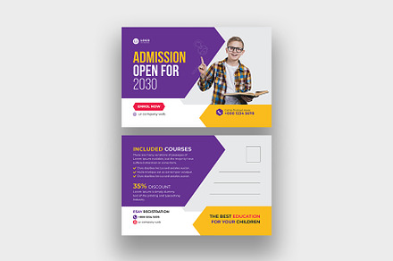 School admission postcard, a Card Template by Shahjahangdb1
