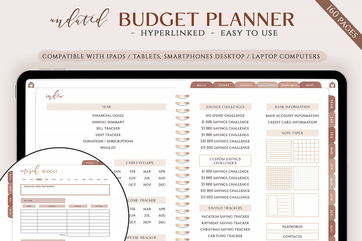 iPad Budget Planner Brown, a Presentation Template by SofiaDesign16 (Photo 1 of 10)