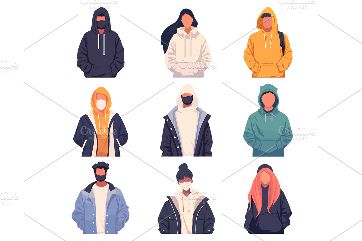 set of people guys and girls in, an Object Illustration by LadadikArt
