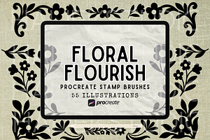 55 Floral Flourishes Procreate Stamp