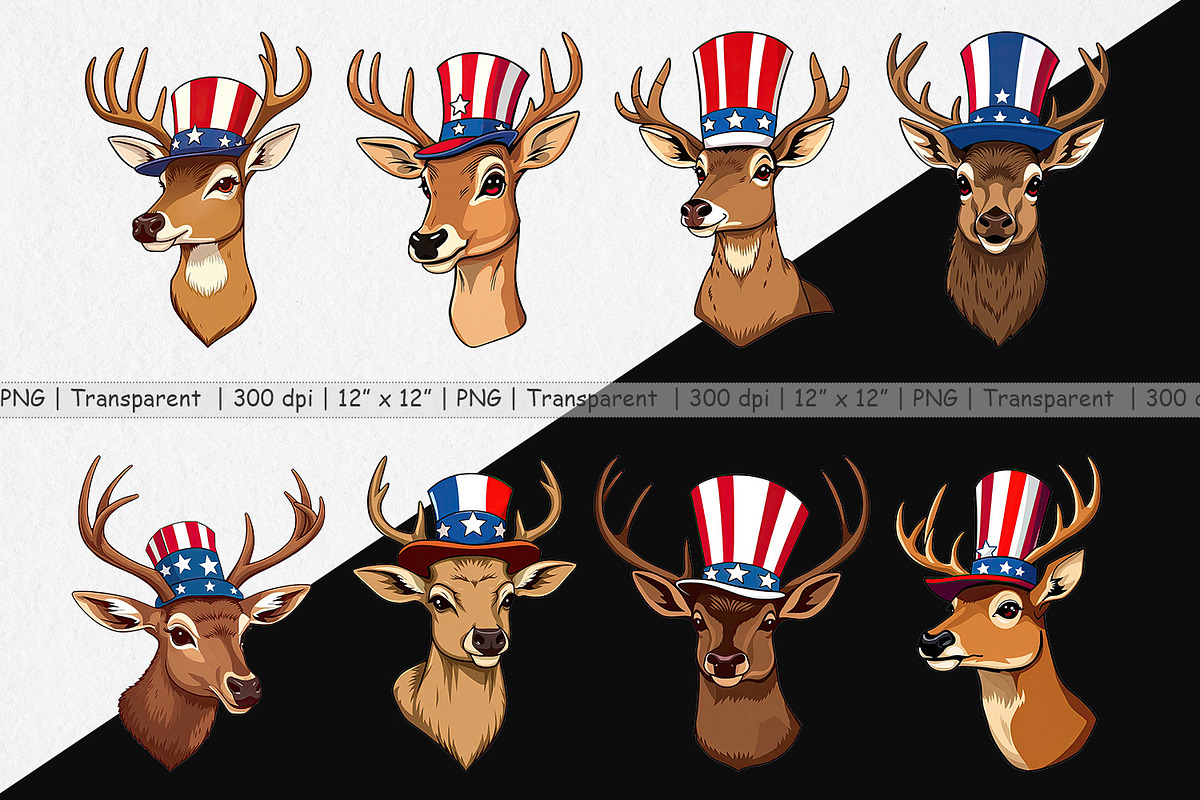 Deer Patriotic Clipart, a Graphic by Artnoy (Photo 2 of 5)