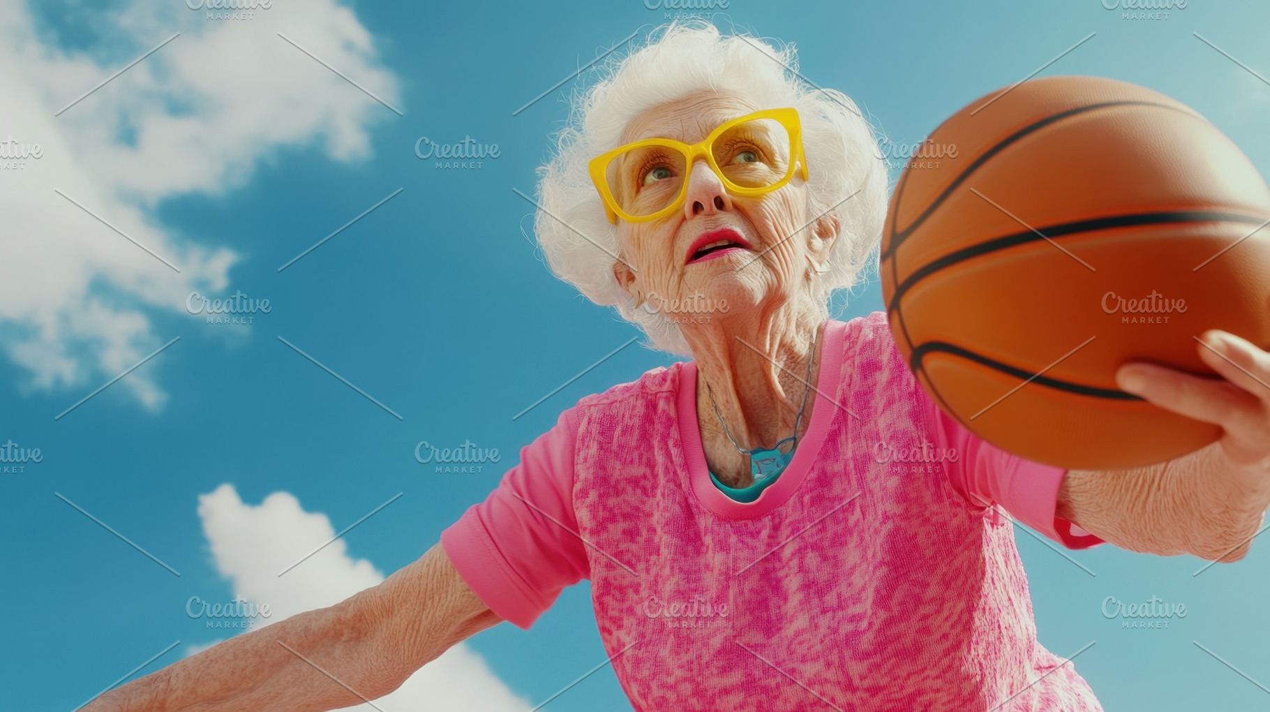Elderly woman plays hoops outside, a Photo by Beautiful things