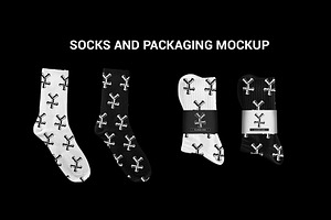 Socks And Packaging Mockup Bundling