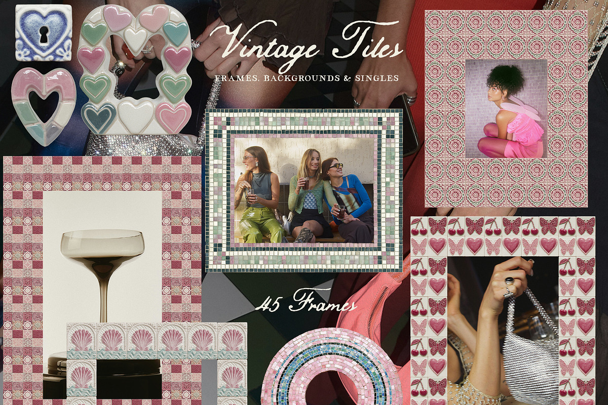 Vintage Tiles: Frames, Backgrounds, an Object Graphic by Purple (Photo 4 of 12)