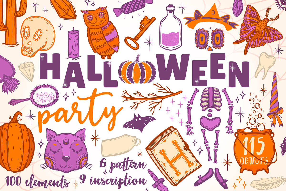 Halloween party.Holiday collection., an Object Illustration by Moonflora (Photo 1 of 7)
