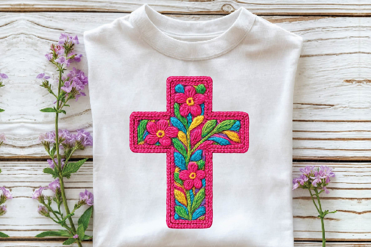 Pink Floral Cross, Easter Cross Png, an Illustration by DreamPrint404 (Photo 7 of 7)
