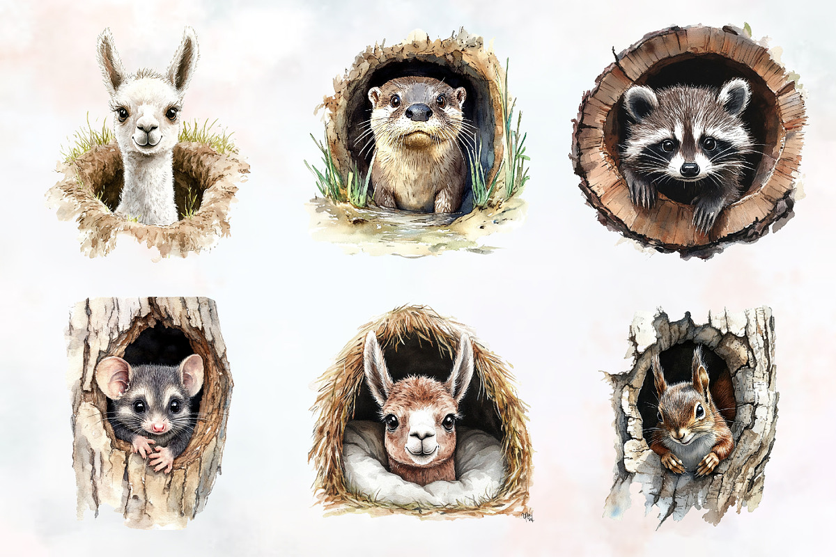 Funny Animals in Hole Clipart, an Illustration by RobertsArt (Photo 7 of 7)