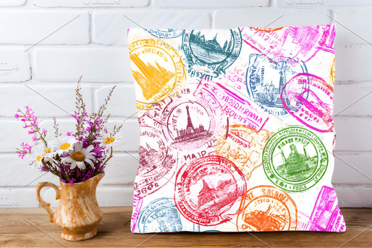 Passport Stamps Digital Paper, a Pattern Graphic by Ink Gallery (Photo 4 of 5)