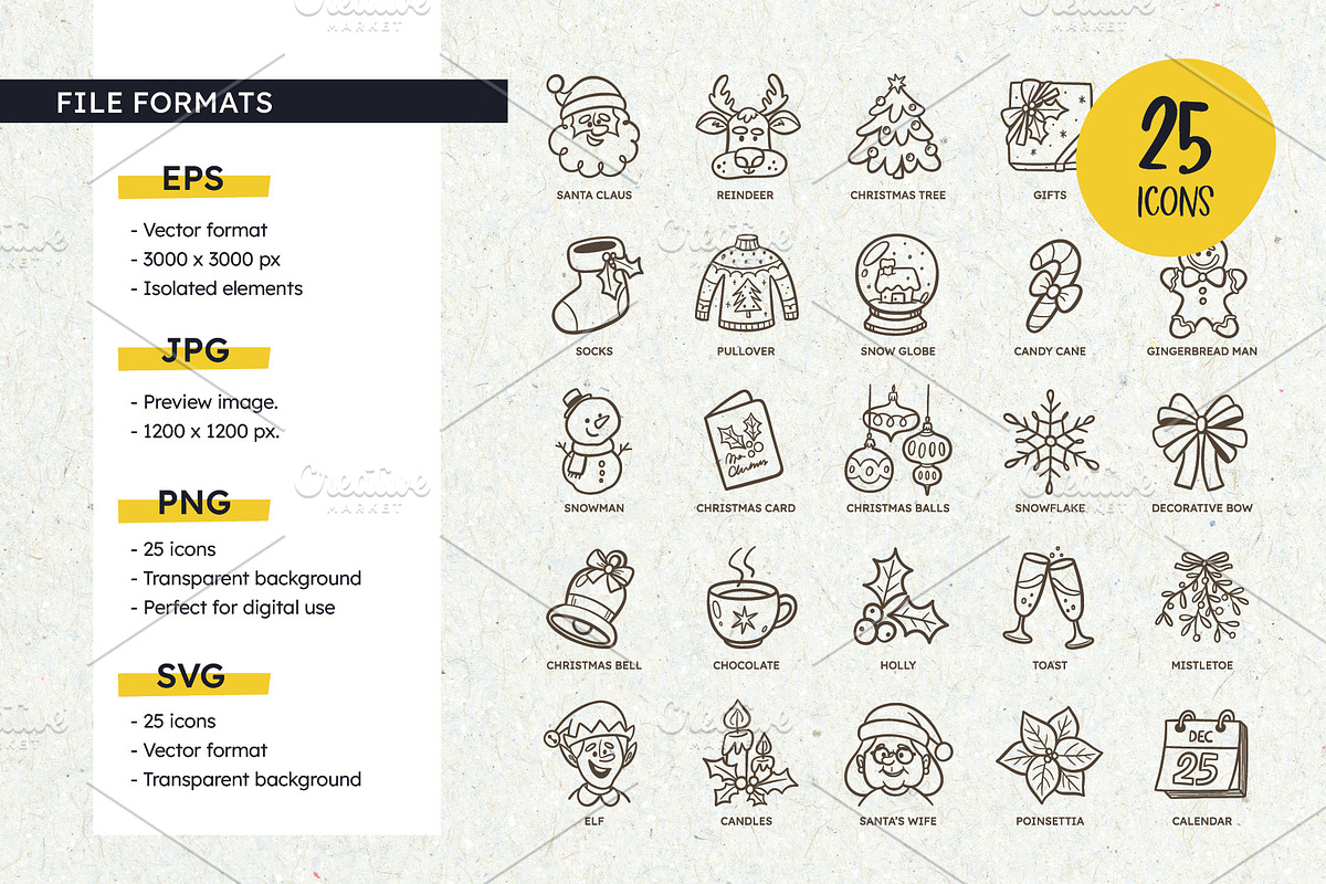Christmas Icon Set, an Outline Icon by insemar (Photo 3 of 4)