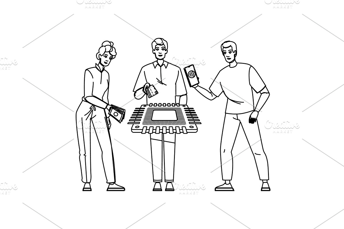card payment processing vector, a Person Illustration by pikepicture