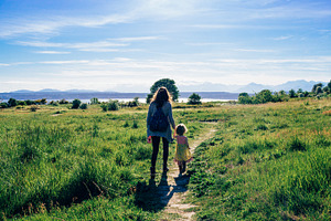 Mother and Daughter walking