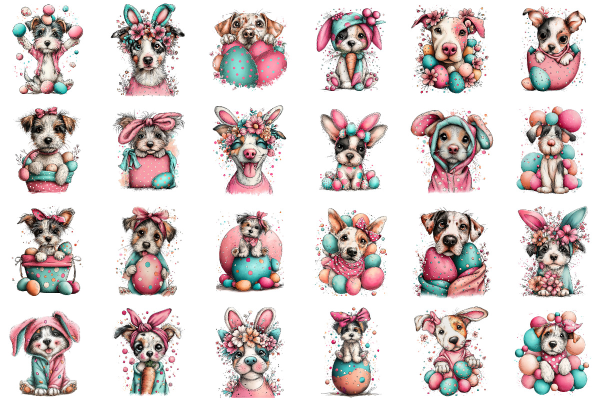 Whimsical Funny Easter Dog Clipart, an Illustration by designcity5 (Photo 2 of 5)