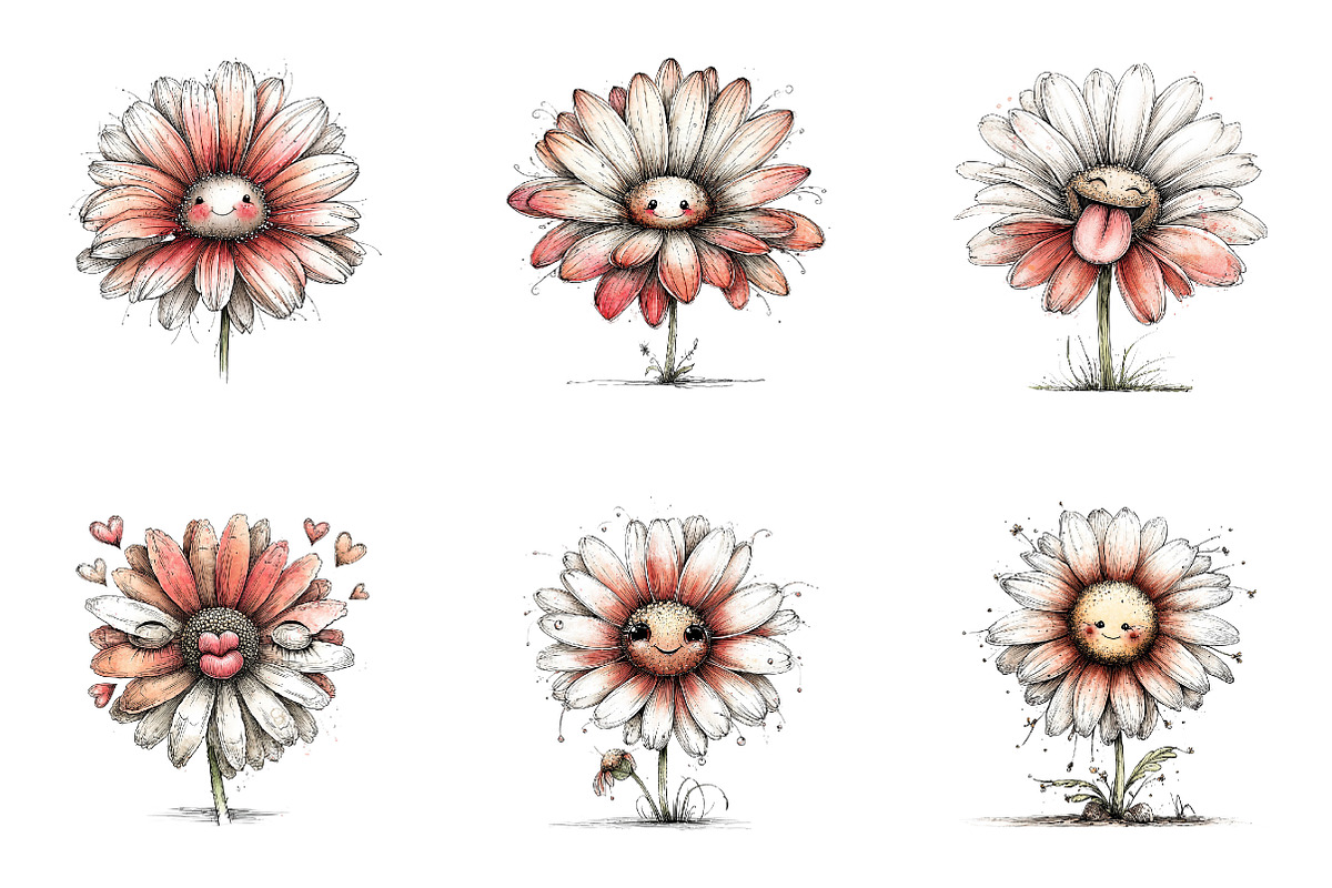 Whimsical flower clipart, an Illustration by SinaCreation (Photo 5 of 11)