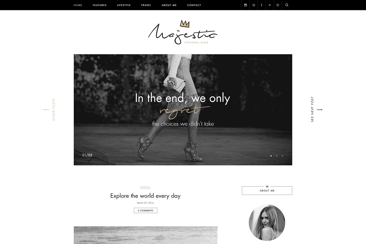 Majestic-Premium Personal Blog PSD, a Websites & App Template by Milo Studio (Photo 2 of 18)