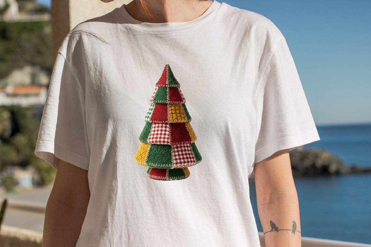 Vintage Retro Patchwork Christmas Tr, an Illustration by SVGArt (Photo 5 of 8)