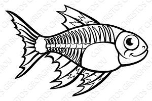 X Ray Tetra Fish Cartoon Character, an Animal Illustration by Christos Georghiou