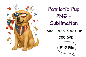 Patriotic Pup PNG – Sublimation, a Seasonal Illustration by Smillyy Threads