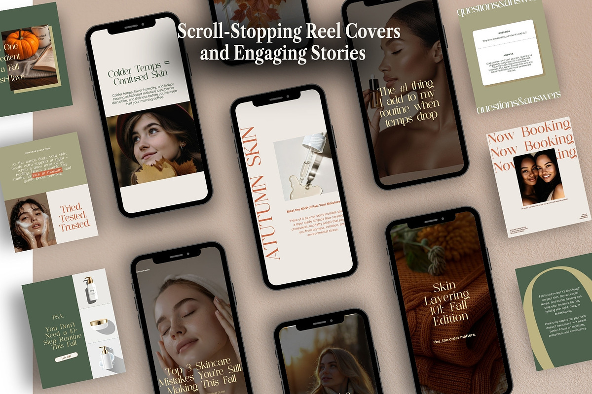 Skincare Instagram Templates Bundle | Fall Season Beauty Social Media preview 6