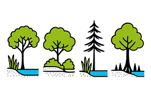 Vector illustration of various trees, an Illustration by ZinetroN