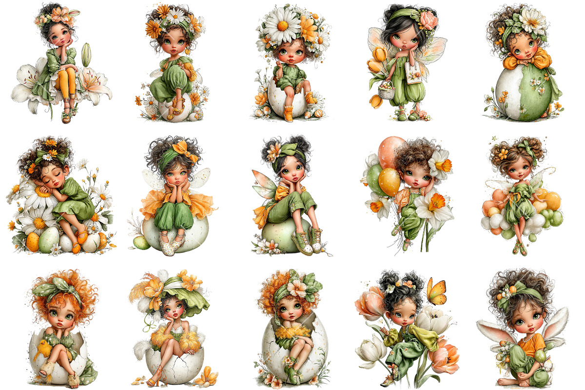 Whimsical Easter Fairy Clipart, an Illustration by OK Design (Photo 2 of 6)