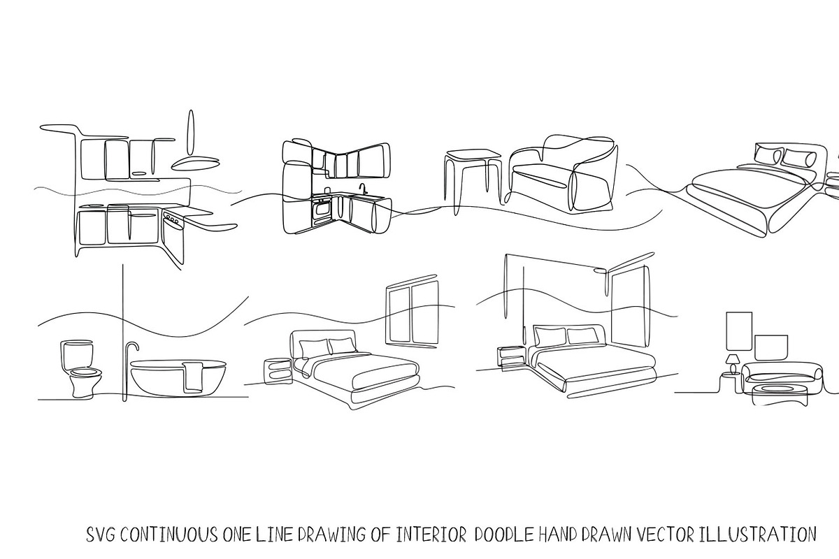 Continuous one line SVG interior, an Object Illustration by SketchArtStudio (Photo 3 of 3)