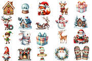 Cute Christmas watercolor clipar, an Illustration by Designworld (Thumbnail 2 of 6)