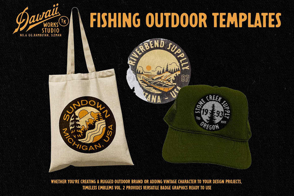 Outdoor & Fishing Vintage Badge Logo, a Branding & Logo Template by Dawaii Goods (Photo 7 of 7)