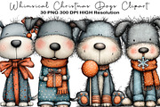 Whimsical Christmas Dogs Clipart, an Animal Illustration by Black Bird Studio (Thumbnail 1 of 6)