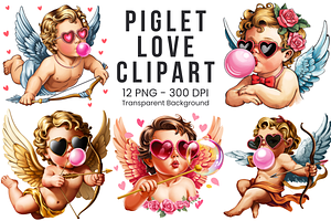 Cupid with Bow and Bubblegum Clipart, an Illustration by Clipart Bloom