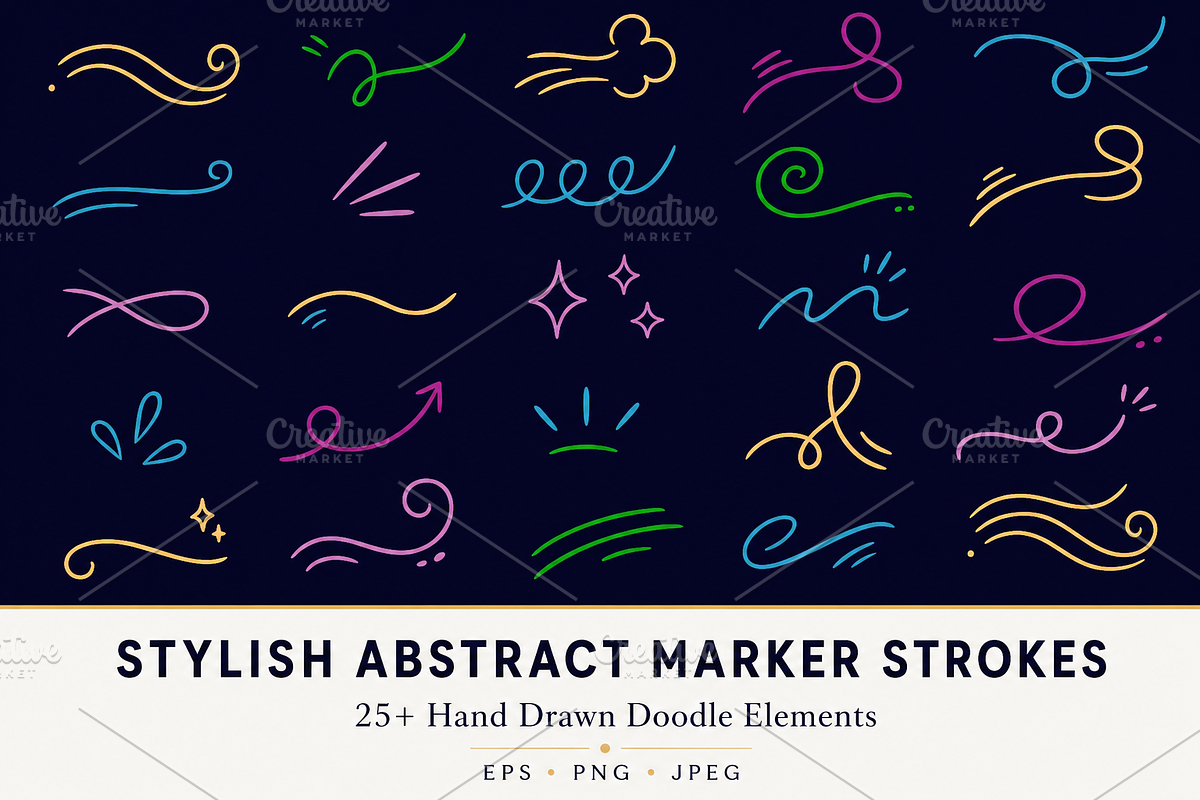 STYLISH ABSTRACT MARKER STROKES 25+, an Outline Icon by Olena Halahan (Photo 1 of 2)