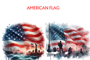 American Flag Clipart Bundle, USA, a Seasonal Illustration by VM PARTYS  BY TAIRUMA (Thumbnail 6 of 10)