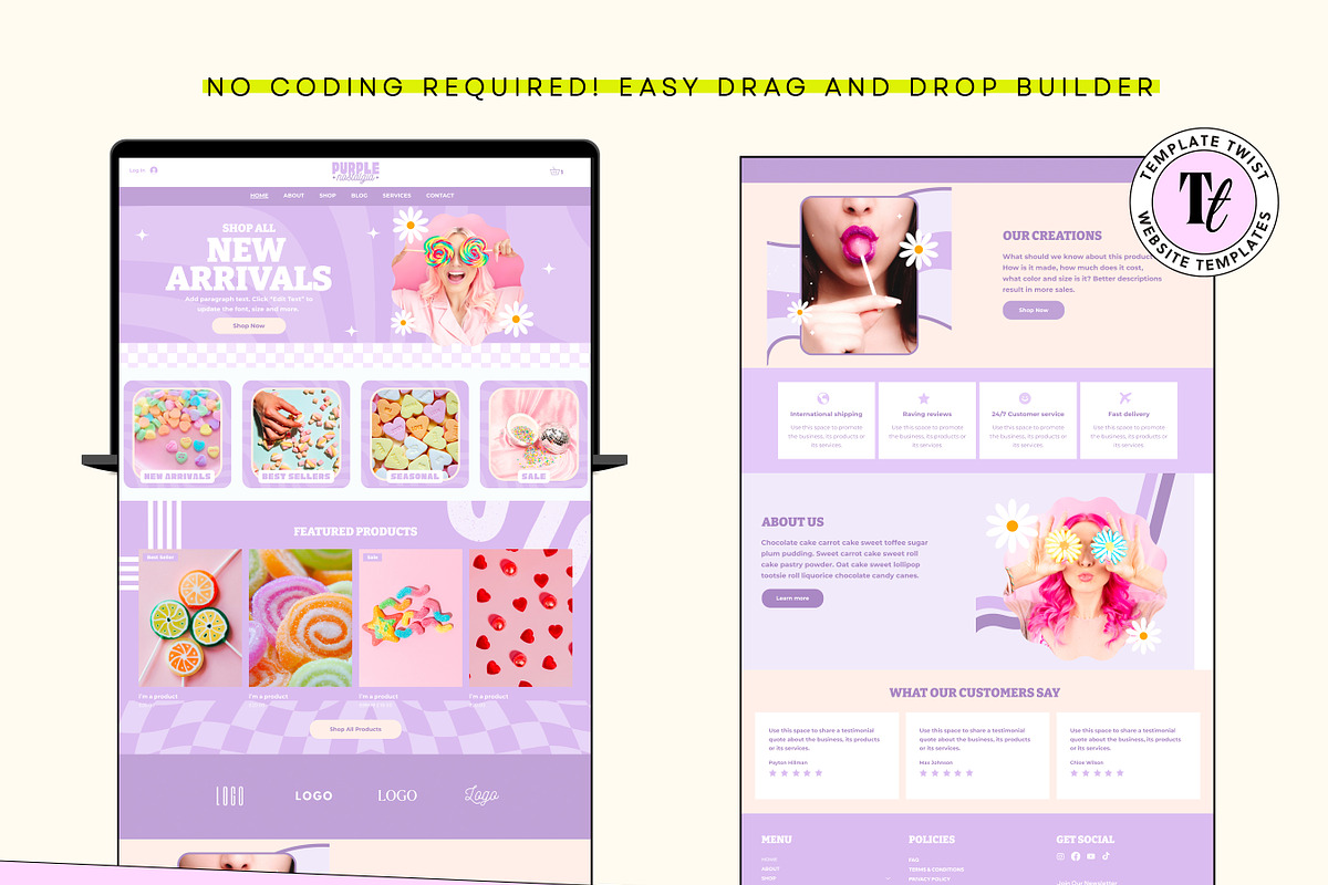 Retro Purple Y2K Website Template, a Wix Template by Template Twist Shop (Photo 7 of 10)