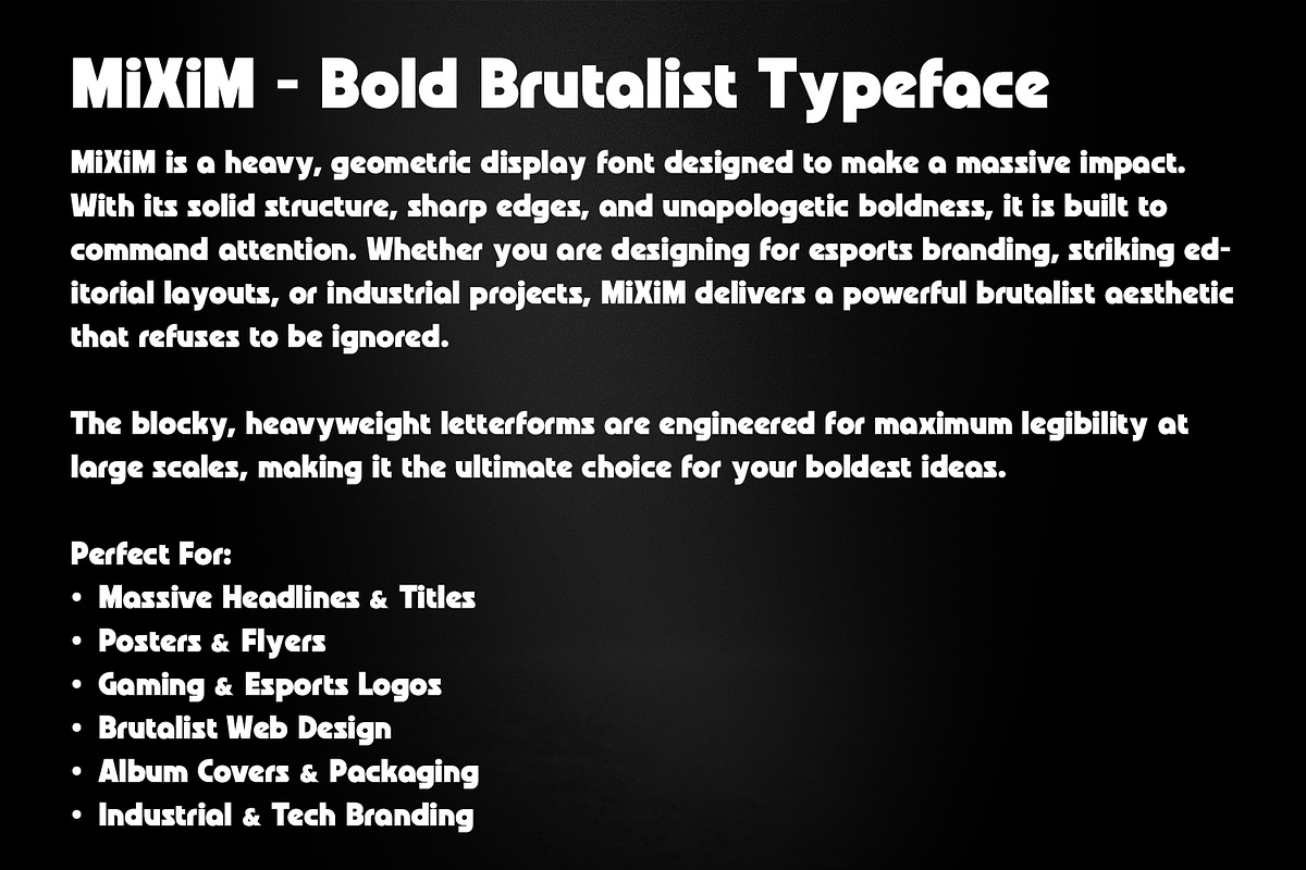 MiXiM - Bold Brutalist Display Font, a Sans Serif Font by OWPictures (Photo 9 of 9)