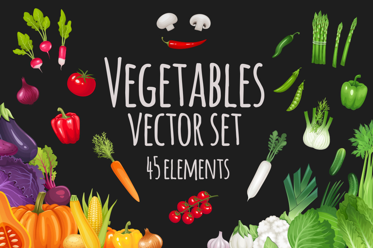 Vegetables vector set, a Food Illustration by Bigio Designs (Photo 1 of 4)