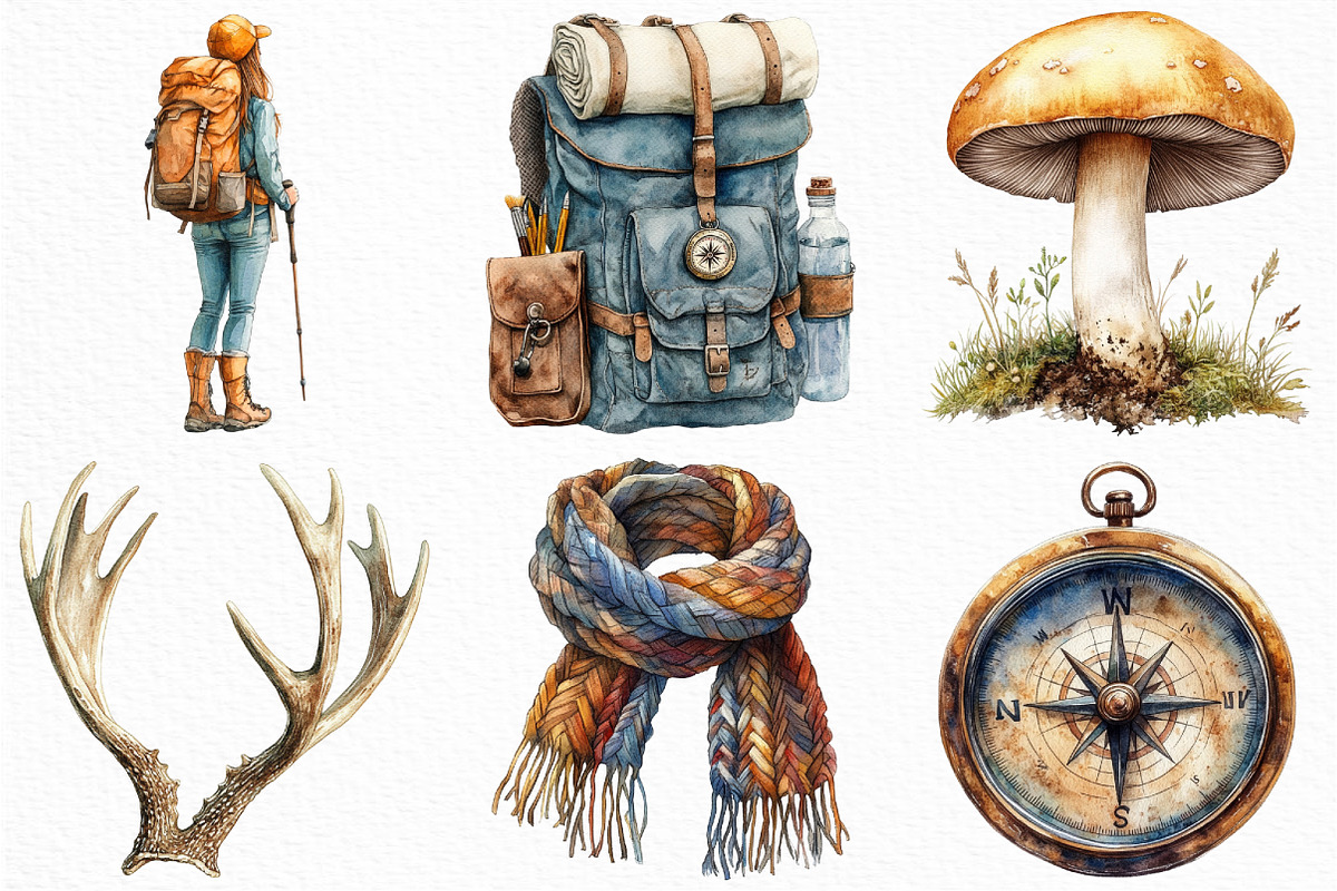 Watercolor Mountain Hiking Clipart, an Illustration by Craft Nest (Photo 3 of 6)