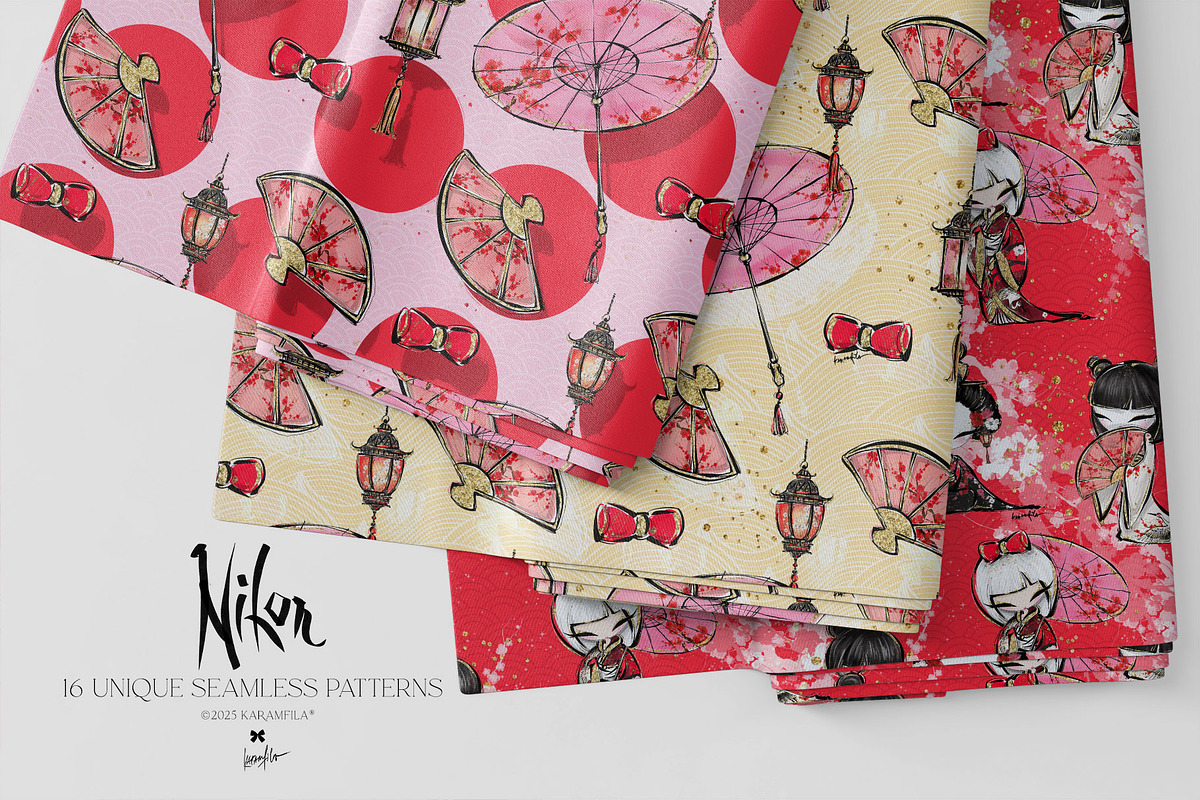 Japanese Cranes Seamless Patterns, a Pattern Graphic by KaramfilaS (Photo 9 of 19)