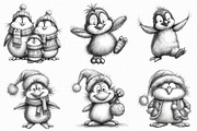 Christmas Penguin Sketch Clipart, an Icon by Libby Wishes (Thumbnail 7 of 7)