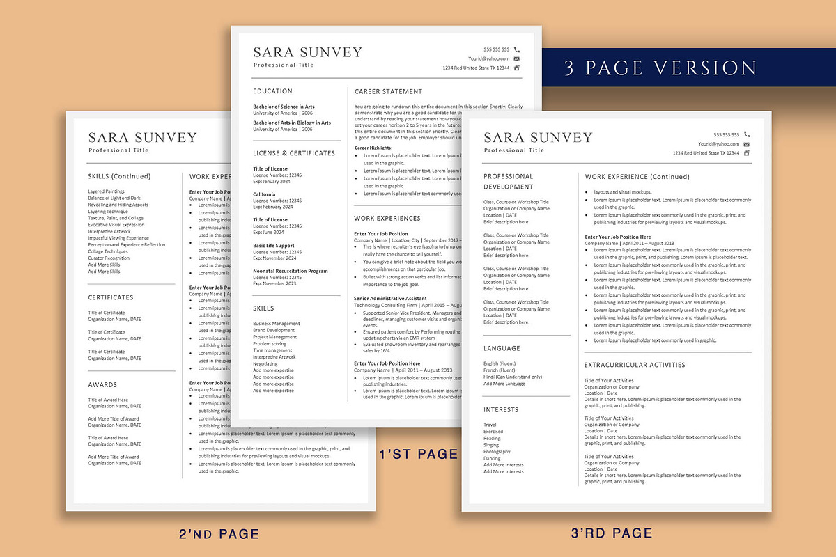 Professional Resume Template Pack, a Resume Template by VictoriousVita (Photo 4 of 8)